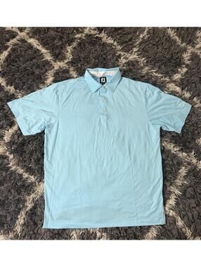 FootJoy Golf Polo Shirt Mens Large Blue Stripe Preppy Classic Embroidered